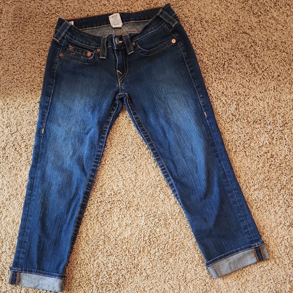 True Religion Blue Ankle Cropped Jeans Classic Style